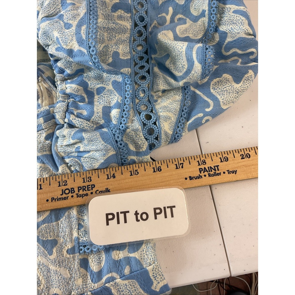 New Diane von furstenberg Oliver ruffled eylet midi dress blue Size 10 - Picture 7 of 11